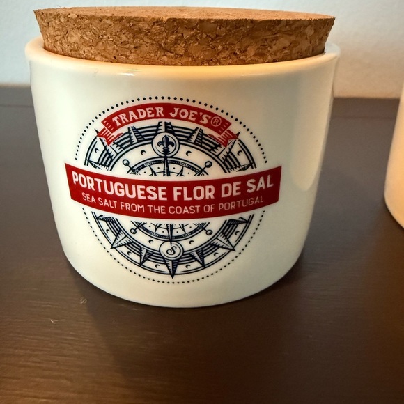 Two Trader Joe's Ceramic Salt Jar with Cork Lid - Picture 6 of 6